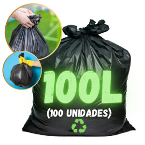 Saco De Lixo 100 Litros Grosso Reforçado Boca Larga Preto