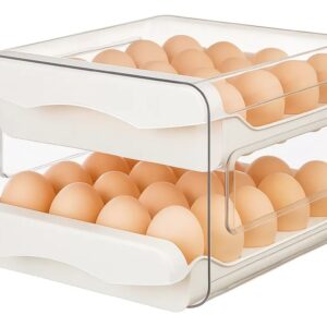 Porta Ovos B-MAX BM-F1274 Organizador de Geladeira 2 Andares Gaveteiro 32 Ovos Branco1