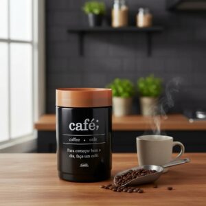 Porta Mantimentos Plasútil Plug 1,15L Pote Hermético Para Açúcar Branco E Café Preto Tampa Vedação Total Cozinha Organiz