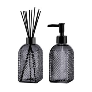 Conjunto Kit Lavabo Premium Uz 400ml Vidro Porta Sabonete Líquido e Difusor Decorativo Banheiro e Lavabo