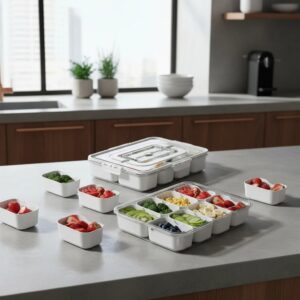 Organizador de Geladeira 12 Divisórias BMAX BM-F1279 Gaveta Multiuso Para Ovos, Frutas e Temperos