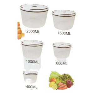 Kit 5 Potes Herméticos BMAX BM-F1336 Com Tampa Travada 490ml a 2900ml BPA Free Para Alimentos