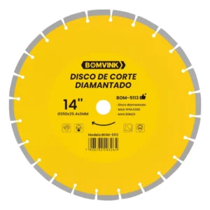 Disco de Corte Diamantado Bomvink BOM-5113 para Concreto Cerâmica Porcelanato e Pedra
