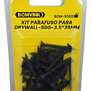 Parafuso Para Drywall 3,5x35mm Bomvink BOM-5302 Reforçado Ponta Agulha Cabeça Chata 10 Kits 50g