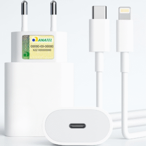 Carregador 20W USB-C Power Adapter Cabo Lightning Turbo Rápido iPhone Bivolt