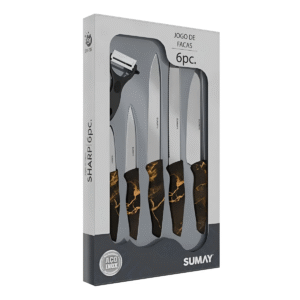 Faqueiro Sharp 6 Peças Sumay SM-FS6 Aço Inox Facas Cozinha Profissional