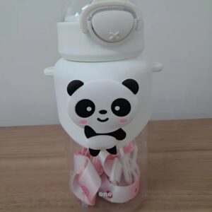 Garrafa de Água Infantil Onebay Panda 500ml Com Alça e Tampa Antivazamento