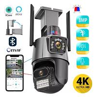 Camera WiFi 6MP 4K Lente Dupla ICSEE-A52 AJ-A26-H PTZ Visao Noturna Audio Deteccao Movimento Celular App Zoom 24h HD IR