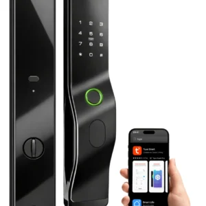 Fechadura Inteligente KNUO KP-CA611 Porta Residencial Biométrica Senha Cartão Abertura Remota Alta Segurança Digital
