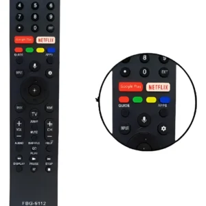 Controle Remoto Smart Sony 9112 Bluetooth Comando Voz Substituto Original Teclas Atalho Netflix Google Play Preto ABS IR