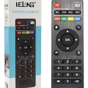 Controle Remoto TV Box Pro 4K 5G Lelong 7490-1 Universal MXQ X96 TX3 TX9 H96 IR Plug Play Compatível Preto ABS USB OTG X