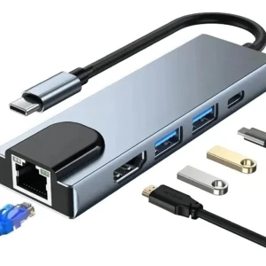 Adaptador USB-C 6 em 1 KAPBOM KA-6050 Hub Tipo C HDMI USB PD SD TF