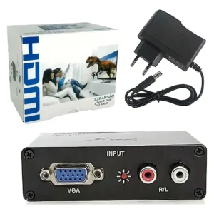 Conversor HDMI para VGA com Áudio KNUP KP-3458 Full HD 1080p Fonte 127V