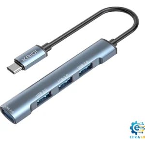 Hub USB Tipo C 3.0 Kaidi KD-3801 4 Portas Expansão Para Notebook, MacBook, PC, Celular e Tablet