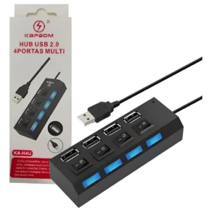Hub USB 4 Portas 2.0 Kabom KA-H4U Expansão Conexões Rápida PC Notebook MacBook Periféricos