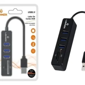 Hub USB 2.0 4 Portas Lehmox LEY-1832 Expansor de Conexões para Notebook e PC