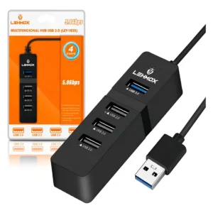 Hub USB 4 Portas Lehmox LEY-1835 Expansor de Conexões para PC, Notebook e Periféricos