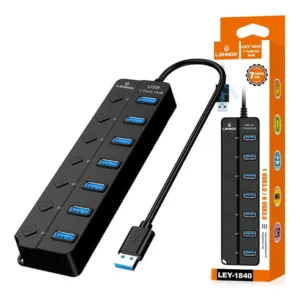 Hub USB 7 Portas Lehmox LEY-1840 Expansor de Conexões para PC, Notebook e Periféricos
