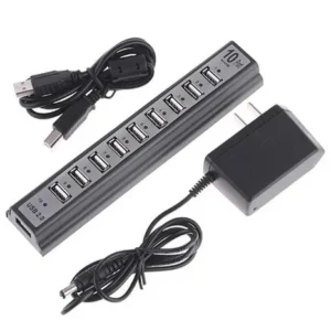 Hub USB 10 Portas KNUP T-69 USB 2.0 Alta Velocidade Extensor USB com Fonte para PC Notebook
