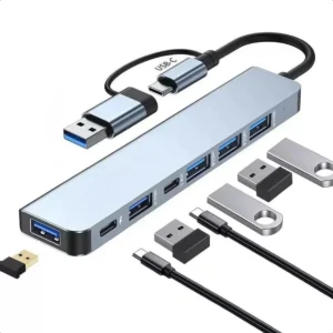 Hub USB Type C 7 em 1 Altomex AU-580 Multifuncional Cabeça Dupla HDMI USB 3.0 PD SD TF