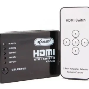 Mini Hub Switch HDMI 5 Portas Knup KP-3460 Seletor HDMI Com Controle Remoto
