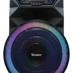 Caixa De Som Bluetooth Sumay SM-CAP42 1400W Portátil 15 Pol Karaokê USB FM Bateria Recarregável