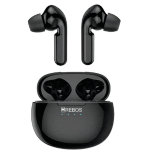 Fone de Ouvido Earbuds Hrebos HS-600 Bluetooth Sem Fio TWS Microfone Estojo Recarregável Graves Potentes Android iPhone