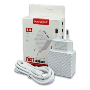 Carregador Kapbom KA-373-TY 5.1A Turbo Rápido Tipo C Bivolt Fonte Celular Android