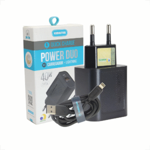 Carregador Kimaster T160 40W Ultra Turbo Tipo C Lightning Power Adapter Rápido