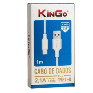 Cabo Tipo C 1M Kingo 2.1A Carregamento Rápido Dados Android Resistente