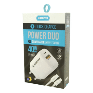 Carregador Power Duo USB-C Lightning T110CL Kimaster iPhone Carregamento Rápido