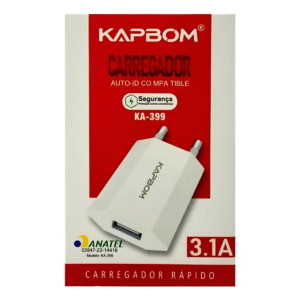 Carregador Rápido Kapbom KA-399 3.1A USB Bivolt Carregamento Eficiente