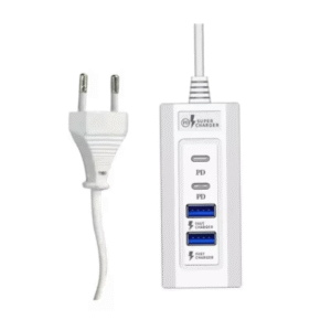Tomada com 2 Portas USB + 2 Portas Tipo C 20W DJ-7508 Carregador Rápido Bivolt