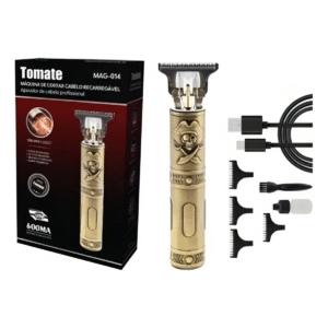 Máquina De Cortar Cabelo Tomate MAG-014 Profissional Recarregável Sem Fio Lâmina Inox Aparador Barba Dourada