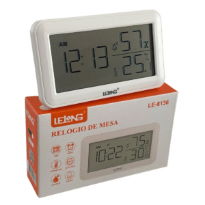 Relógio Digital Lelong LE-8136 Mesa Ou Parede Despertador Temperatura Umidade Calendário Números Grandes