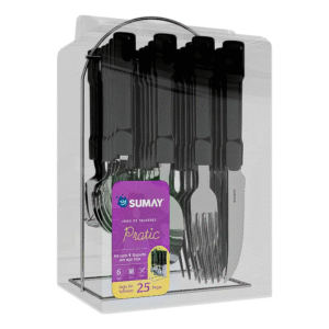 Jogo De Talheres 25 Peças Sumay Pratic Basic SM-JTP24PR Aço Inox Completo