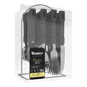 Jogo De Talheres Pratic Basic 17 Peças Sumay SM-JTPB16PR Aço Inox Completo