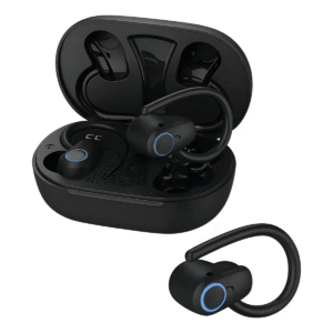 Fone Bluetooth 5.3 Esportivo P9003 Sem Fio Com Gancho Preto Alta Fixação
