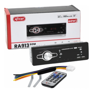 Som Automotivo Knup KP-RA913 Bluetooth USB SD Rádio FM Entrada Auxiliar 1 Din