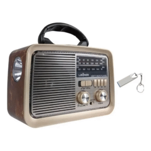Rádio Vintage Lehmox LES-3188 FM AM Portátil Retrô Pilha Bivolt Design Clássico